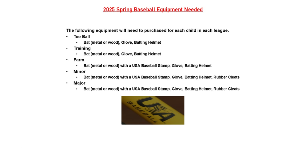 Baseball Equipment Needed